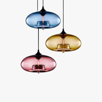 Lustre Suspension Nordique LED Verre Bleu Salon | Las Sola
