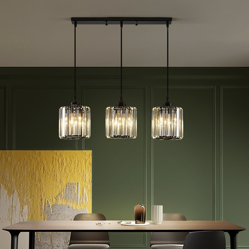 Kristy Suspension Ronde/Carré Nordique, Métal/Verre, Noir/Or, Salon/Bar