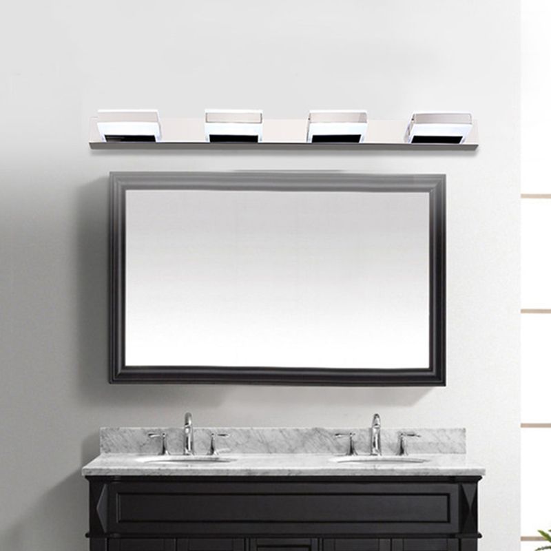 Leigh Applique Murale Miroir Carrée Simple, Acrylique, Chromé, Salle de Bain