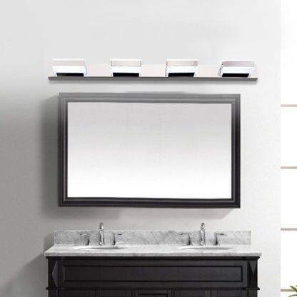 Leigh Applique Murale Miroir Carrée Simple, Acrylique, Chromé, Salle de Bain