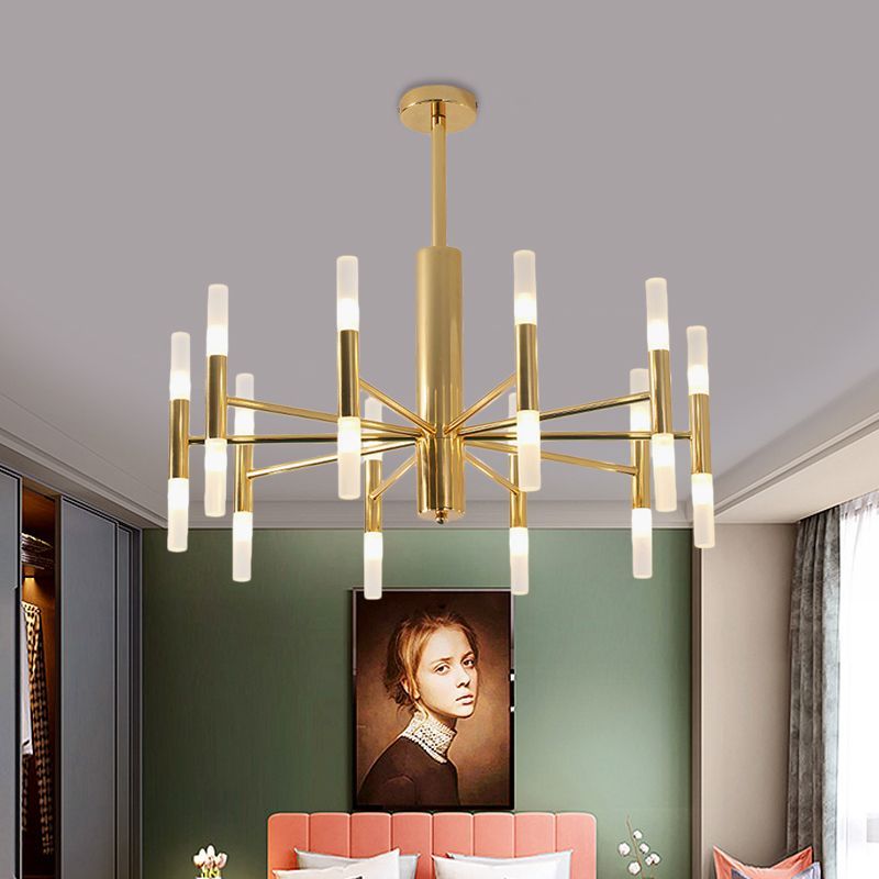 Lustre Suspension LED Cylindre Moderne Métal Or Chambre | Las Sola