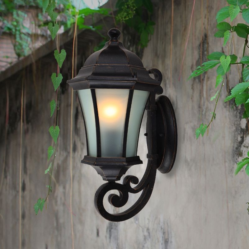 Alessio Vintage LED Applique Noir Métal Verre Extérieur Jardin Balcon