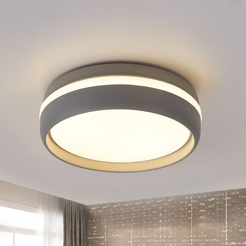 Quinn Plafonnier Rond Moderne, Métal, Noir/Gris, Salon