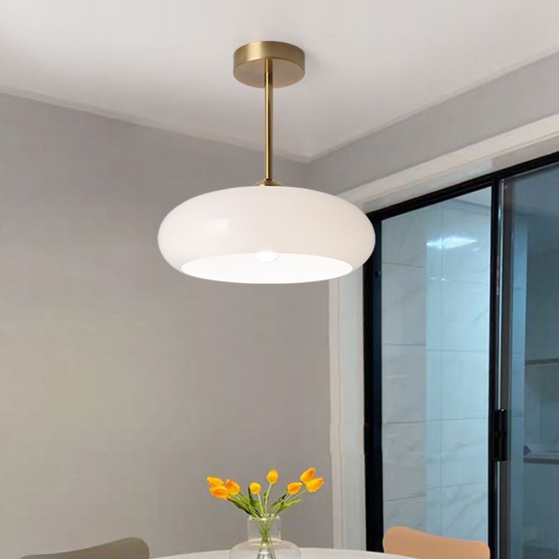 Hailie Plafonnier Rond Moderne, Métal/Verre, Orange/Blanc, Salon