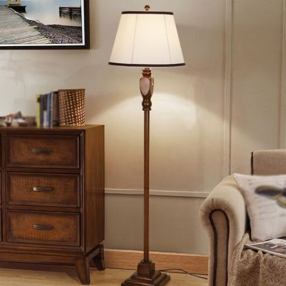 Eryn Lampadaire Dôme Vintage, Métal/Tissu, Beige/Kaki, Chambre