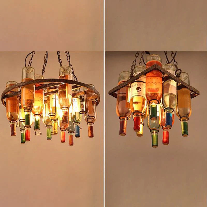 Hailie Antique Bouteille de Vin Métal/Verre Lampe suspendue, Multicolore