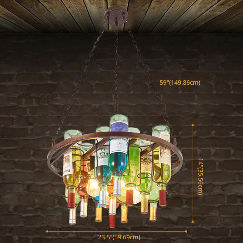 Hailie Antique Bouteille de Vin Métal/Verre Lampe suspendue, Multicolore
