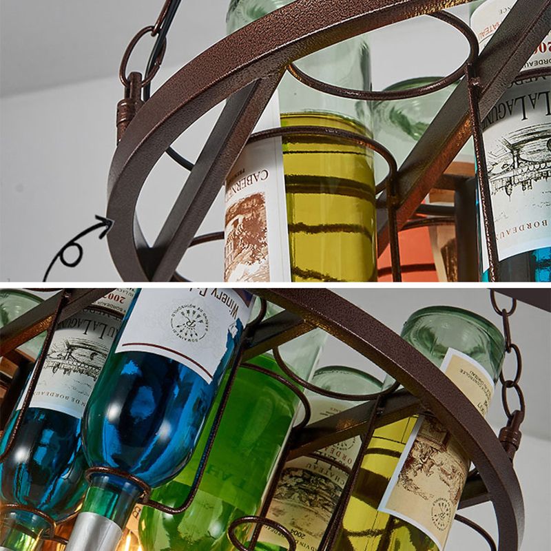 Hailie Antique Bouteille de Vin Métal/Verre Lampe suspendue, Multicolore
