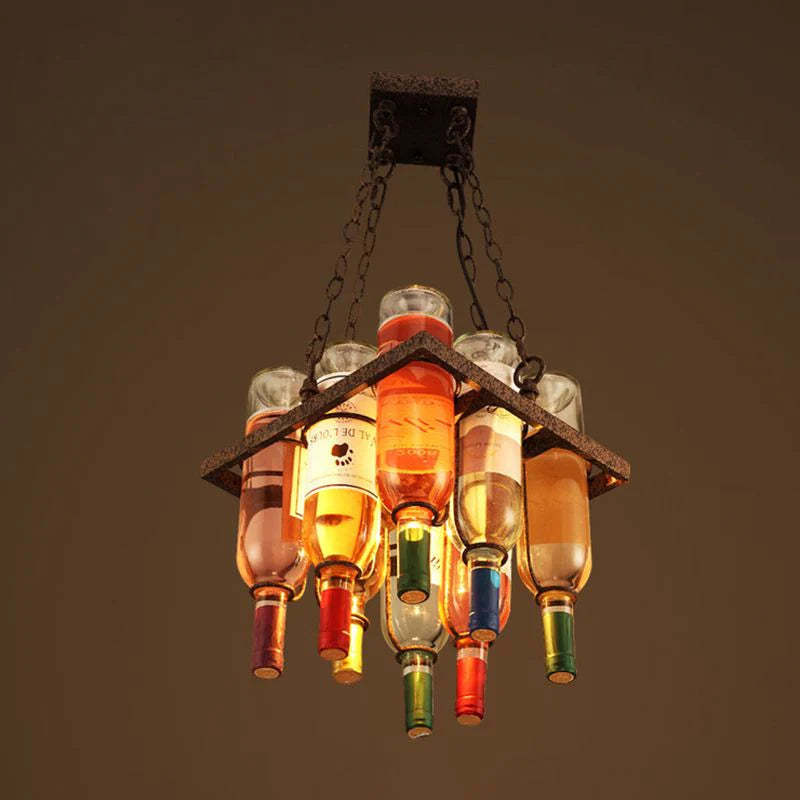 Hailie Antique Bouteille de Vin Métal/Verre Lampe suspendue, Multicolore