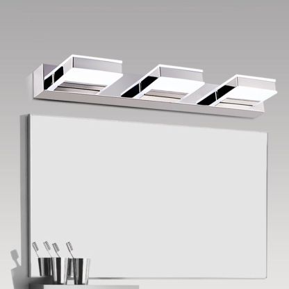 Leigh Applique Murale Miroir Carrée Simple, Acrylique, Chromé, Salle de Bain