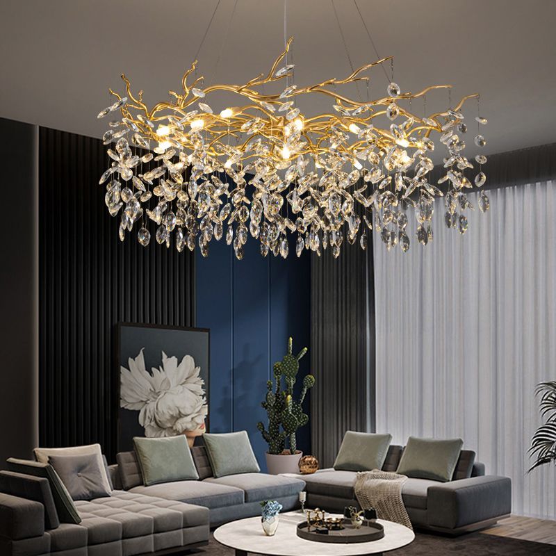 Marilyn Lustre Branche Moderne Cristal/Métal Doré Salon