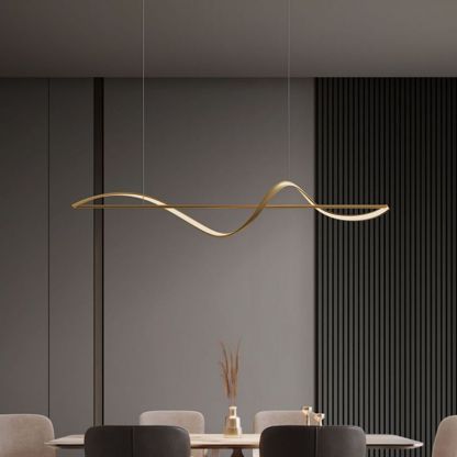 Louise Suspension Linéaire Minimaliste, Metal/Acrylique, Noir/Or, Salon