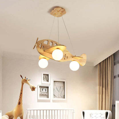 Minori Luminaires Suspension Avion Moderne, Bois, Chambre d'Enfant/Salon