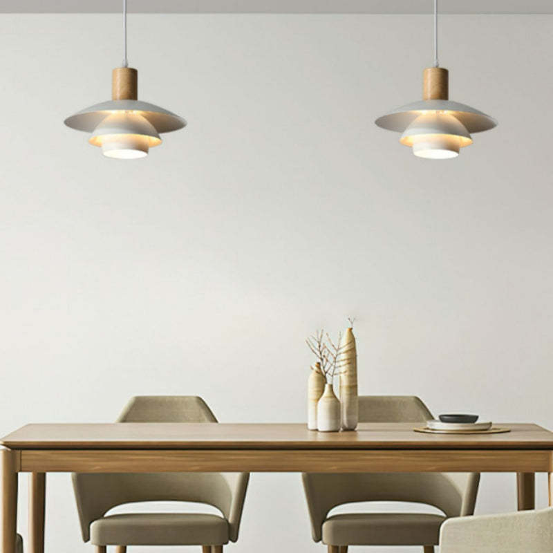 Morandi Moderne LED Suspension Blanc Bois Métal Salon Salle À Manger