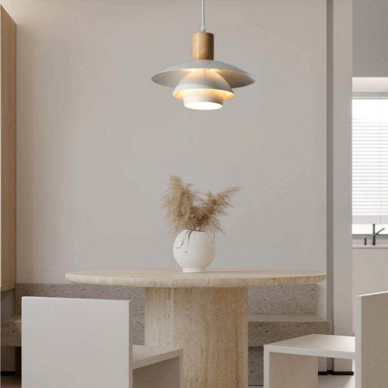 Morandi Moderne LED Suspension Blanc Bois Métal Salon Salle À Manger