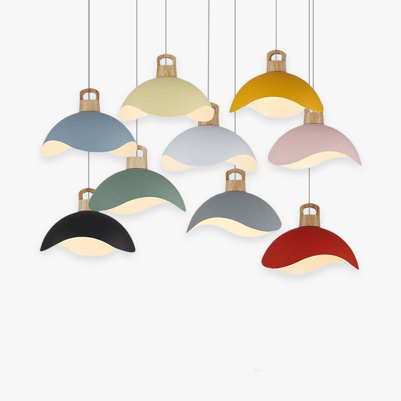 Suspensions Nordic Modern Wood Aluminium Macaron E27