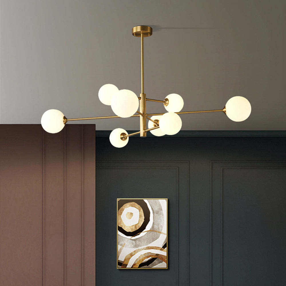Valentina Lustre Bulle Moderne, Cuivre/Verre, Noir/Cuivre, Salon