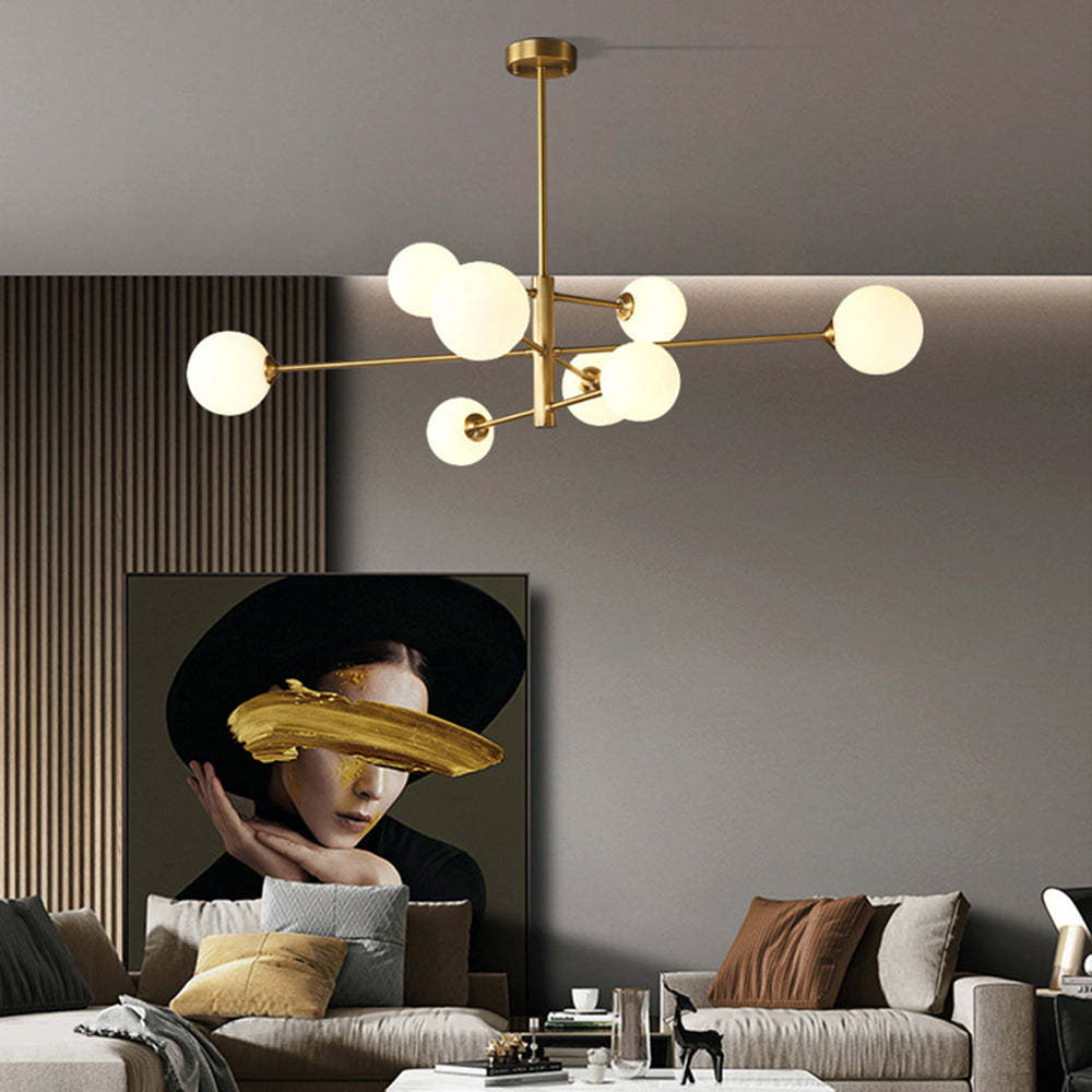Valentina Lustre Bulle Moderne, Cuivre/Verre, Noir/Cuivre, Salon