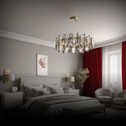 Marilyn Design LED Lustre Verre/Métal Cristaux Dorés Salon/Chambre à Coucher