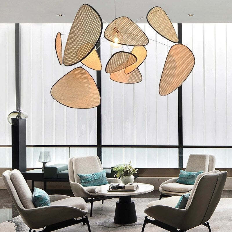 Ritta Suspension Petale Moderne, Metal/Rotin, Salon