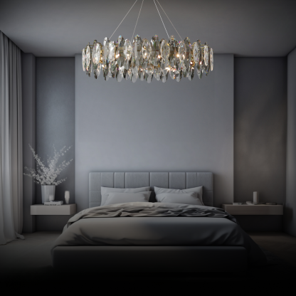 Marilyn Design LED Lustre Verre/Métal Cristaux Dorés Salon/Chambre à Coucher