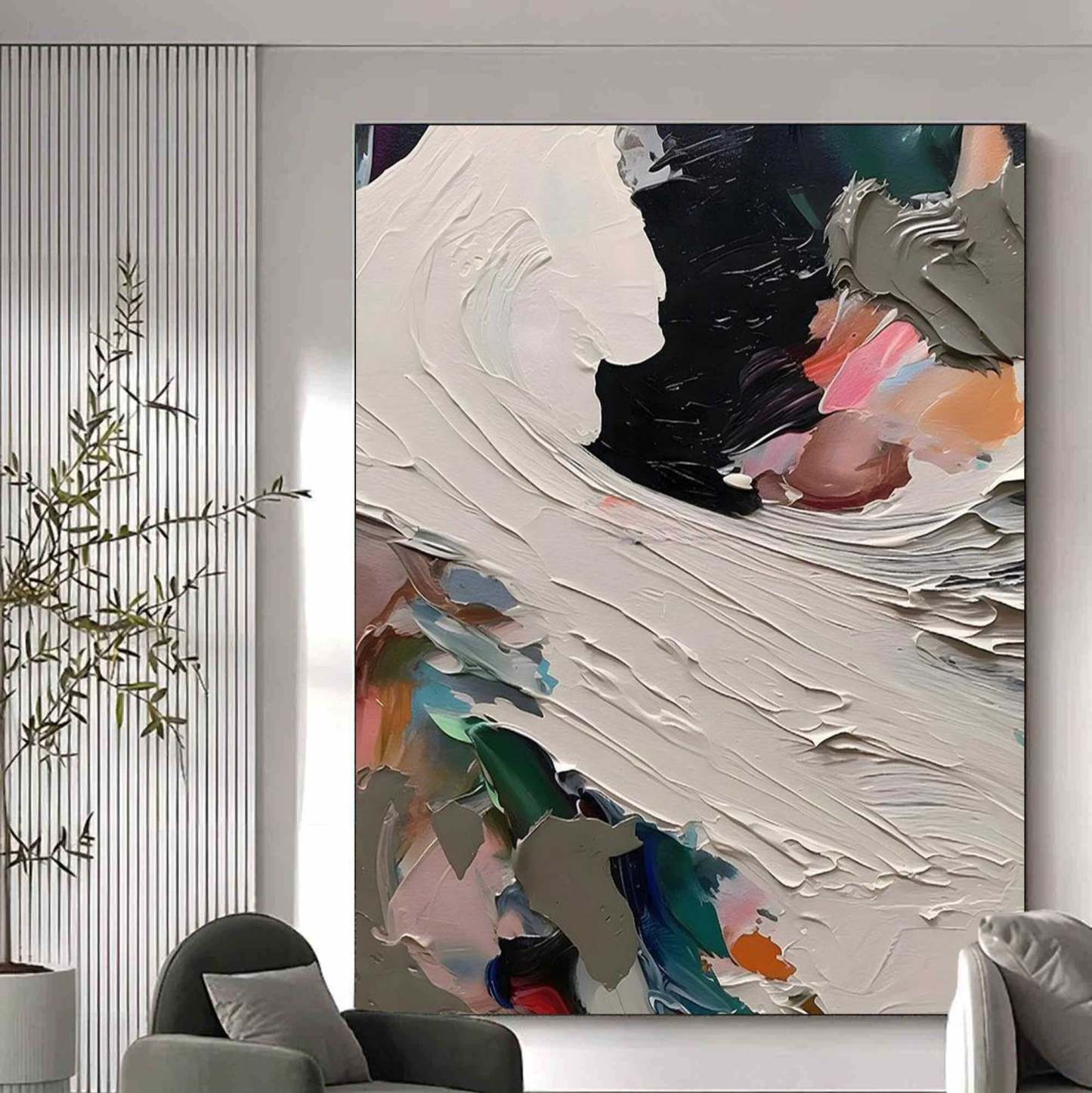 Abstrait Coloré Toile Art Mural Encadrée Peinture À L'huile | Las Sola