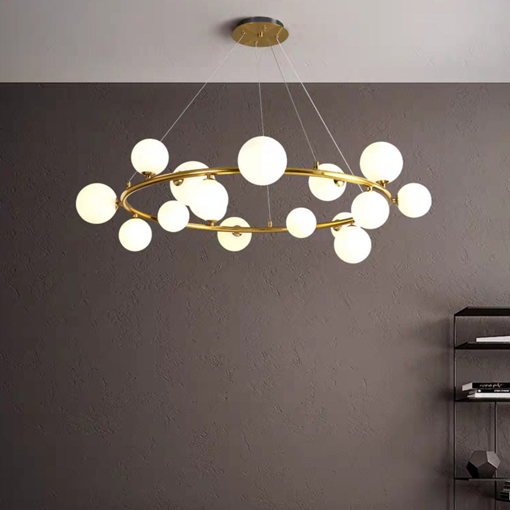 Valentina Lustre Anneau/Bulle Moderne, Métal/Verre, Noir/Doré, Salon