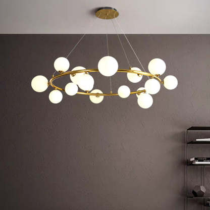 Valentina Lustre Anneau/Bulle Moderne, Métal/Verre, Noir/Doré, Salon
