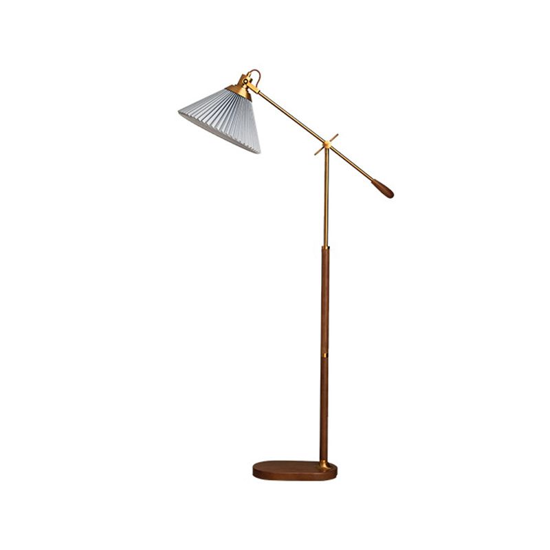 Ozawa Lampadaire Plissé Vintage, Métal/Tissu, Blanc/Bleu, Salon