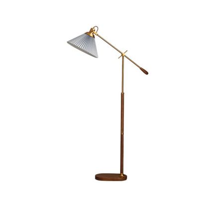 Ozawa Lampadaire Plissé Vintage, Métal/Tissu, Blanc/Bleu, Salon