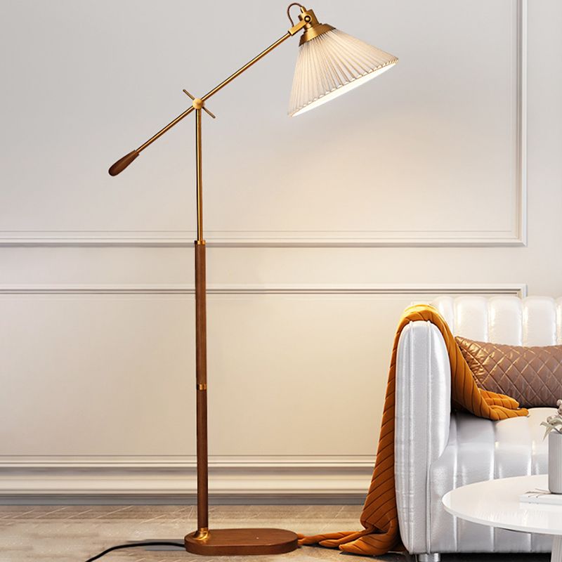 Ozawa Lampadaire Plissé Vintage, Métal/Tissu, Blanc/Bleu, Salon