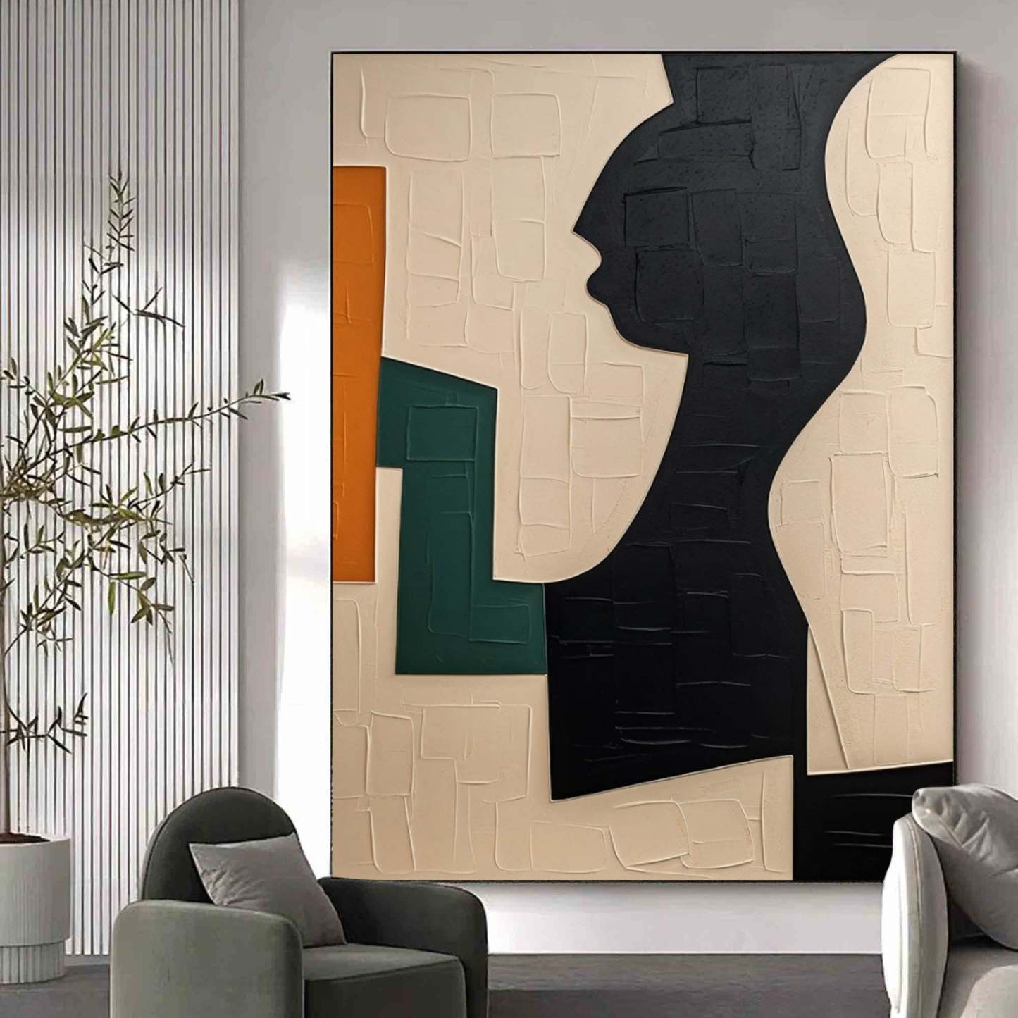 Wabi-Sabi Minimalisme Beige Toile Art Mural Encadrée Peinture À L'huile | Las Sola