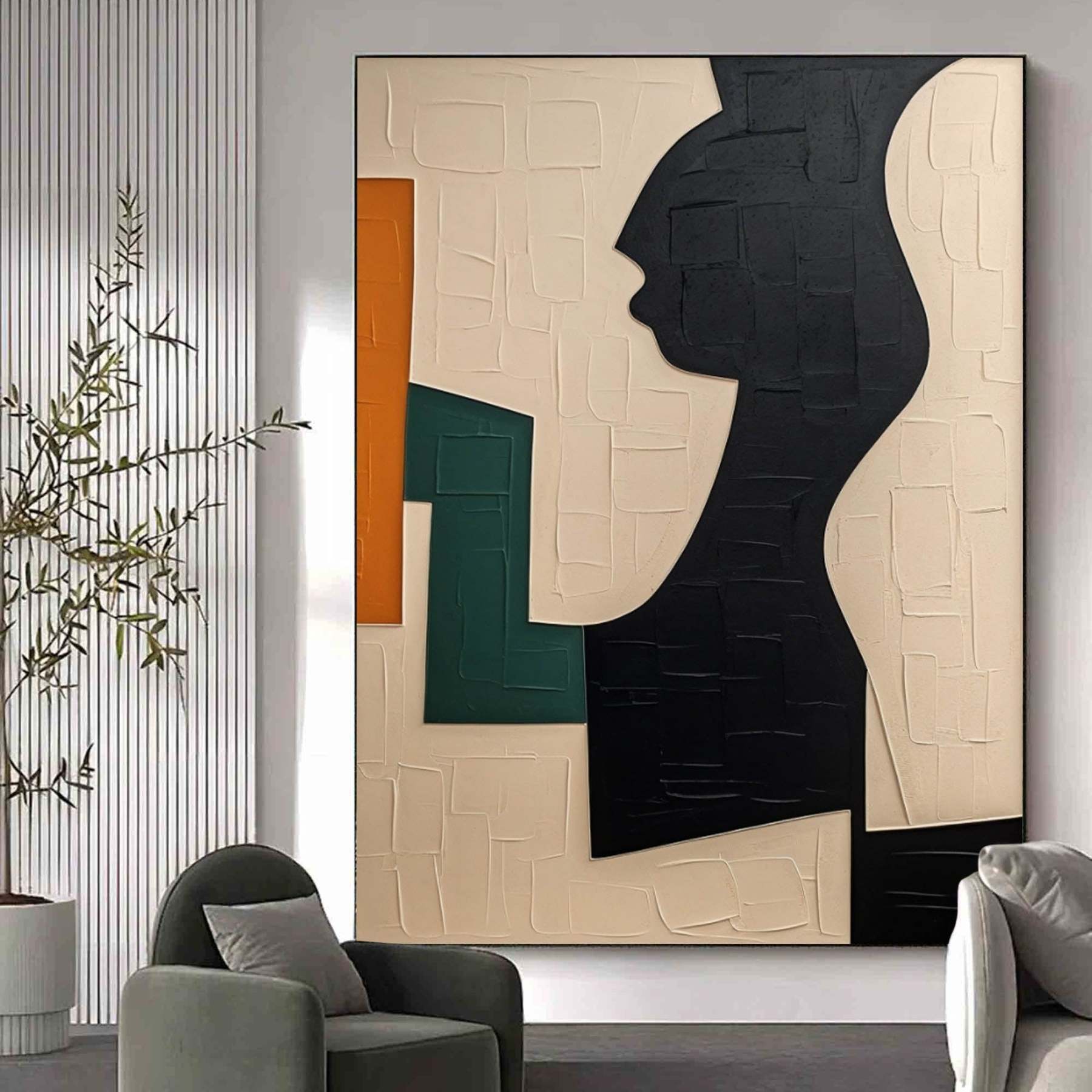 Wabi-Sabi Minimalisme Beige Toile Art Mural Encadrée Peinture À L'huile | Las Sola