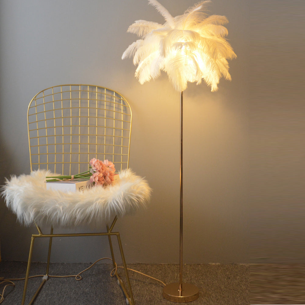 O'Moore Lampadaire Arbre Design Plume/Métal Blanc/Rose/Khaki Salon
