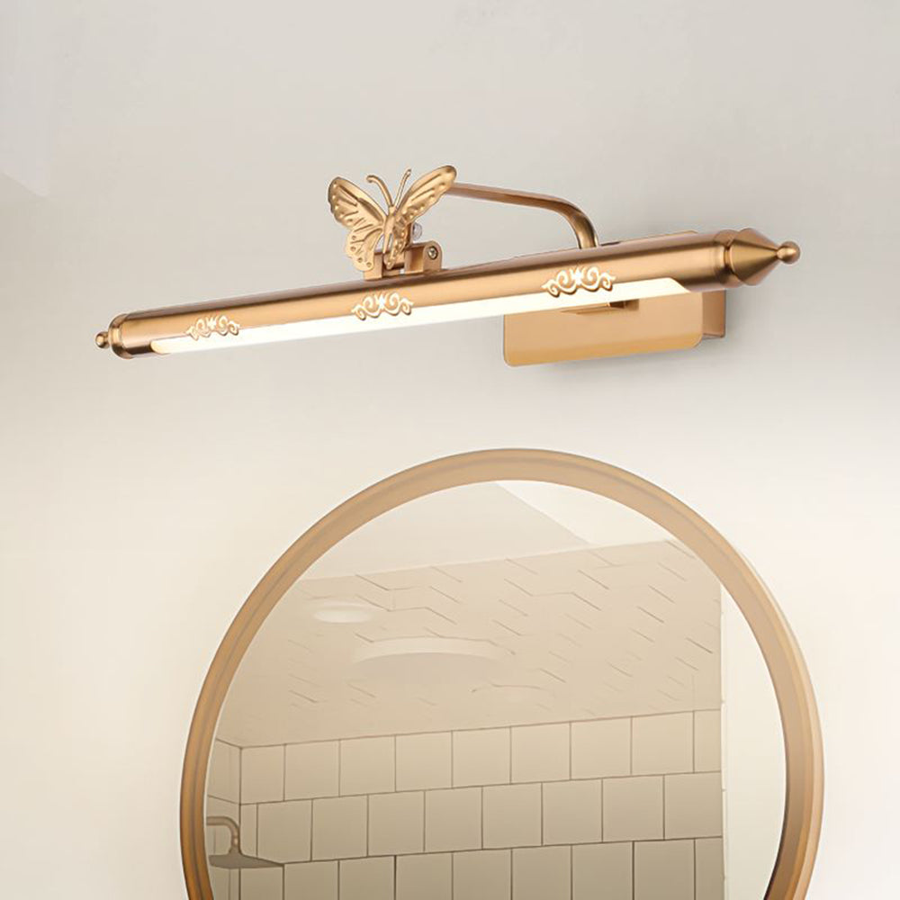 Kady Applique Murale Moderne Miroir Papillon Métal Rose Salle de Bain