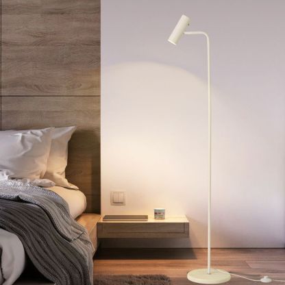 Freja Lampadaire Cylindre Moderne, Métal, Noir/Doré/Blanc, Salon