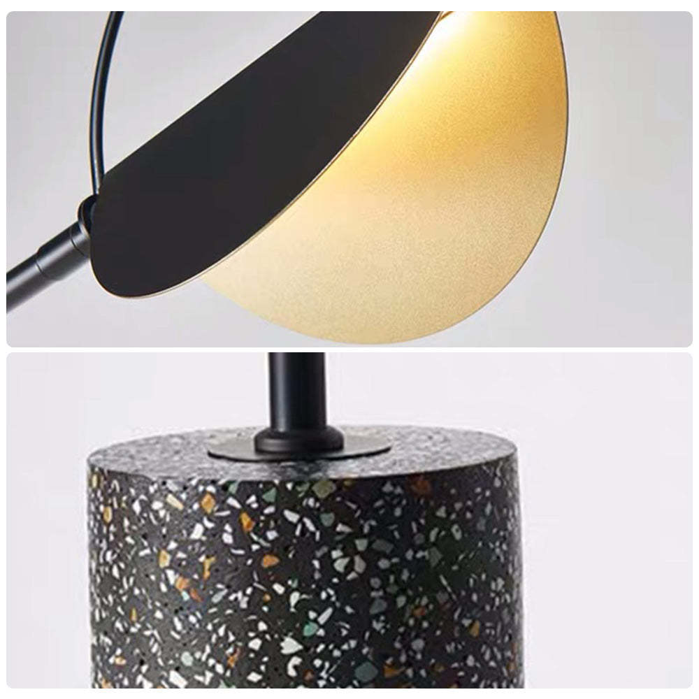 Salgado Lampadaire Linéaire/Hémicycle Minimaliste Métal/Terrazzo Noir/Doré Salon