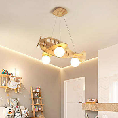 Minori Luminaires Suspension Avion Moderne, Bois, Chambre d'Enfant/Salon