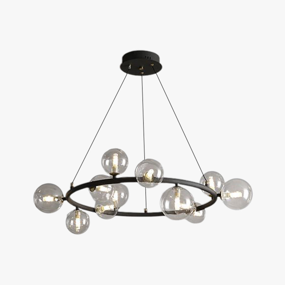 Valentina Lustre Anneau/Bulle Moderne, Métal/Verre, Noir/Doré, Salon