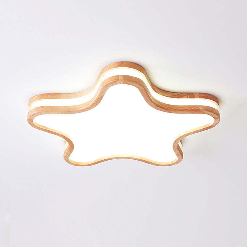 Plafonnier Nordique LED Bois Blanc Étoile Chambre | Las Sola