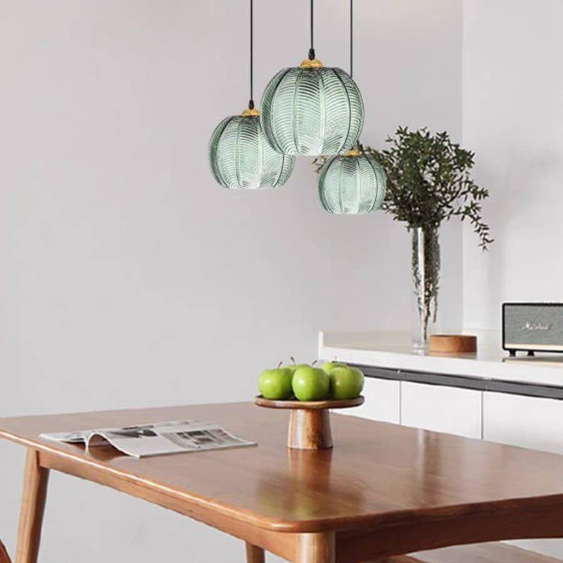 Hailie Suspension Verre Strié Vert, L 15CM