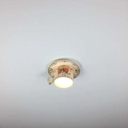 Cairns Retro Rose Ceramic Coffee Cup Flush Mount Ceiling Light  Bedroom