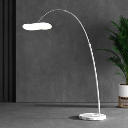 Minori Design Lampadaire Arc Simple Métal Blanc/Noir Salon