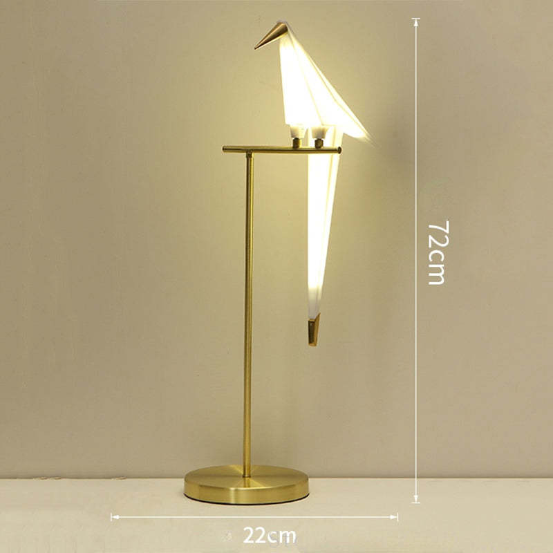 Clifford Lampadaire/Lamp de Table Oiseau Nordique, Métal/Acrylique, Doré, Salon