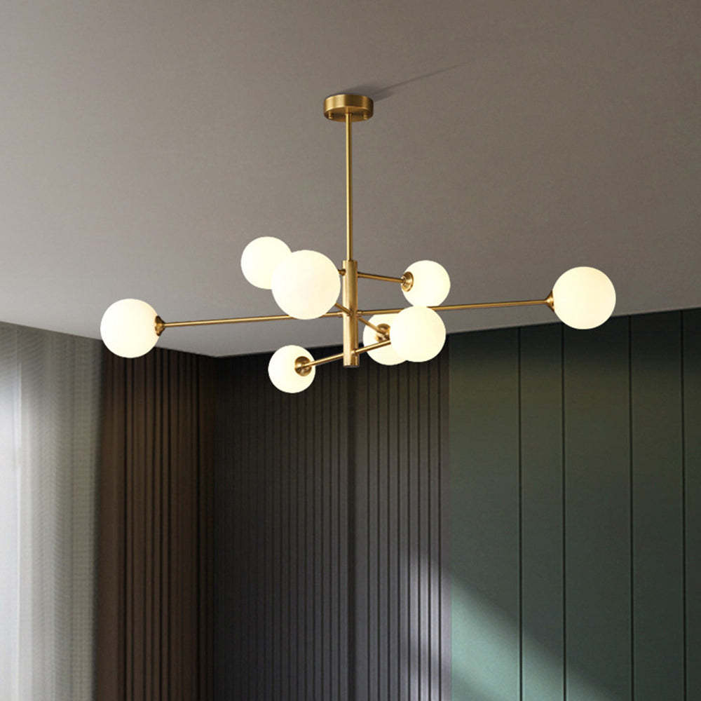 Valentina Lustre Bulle Moderne, Cuivre/Verre, Noir/Cuivre, Salon