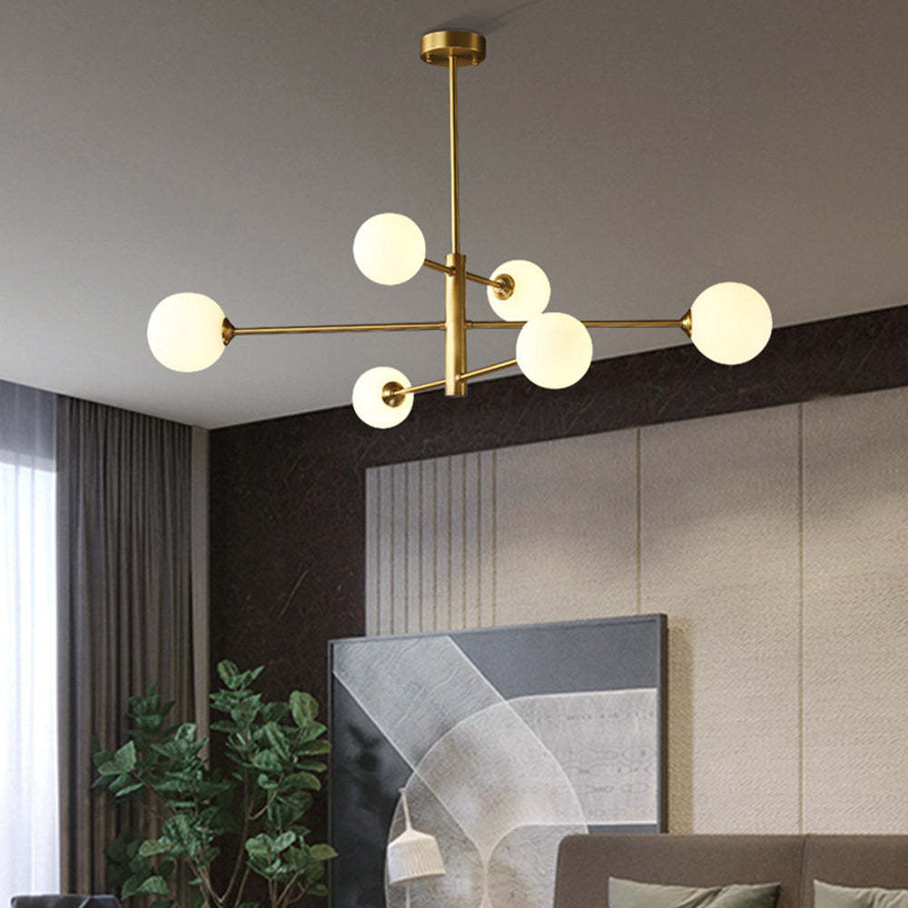 Valentina Lustre Bulle Moderne, Cuivre/Verre, Noir/Cuivre, Salon