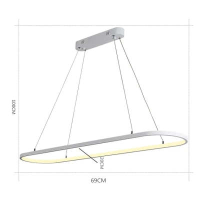 Lynn Suspension Ovale Moderne, Métal/Gel de Silice, Blanc/Noir/Or, Bar