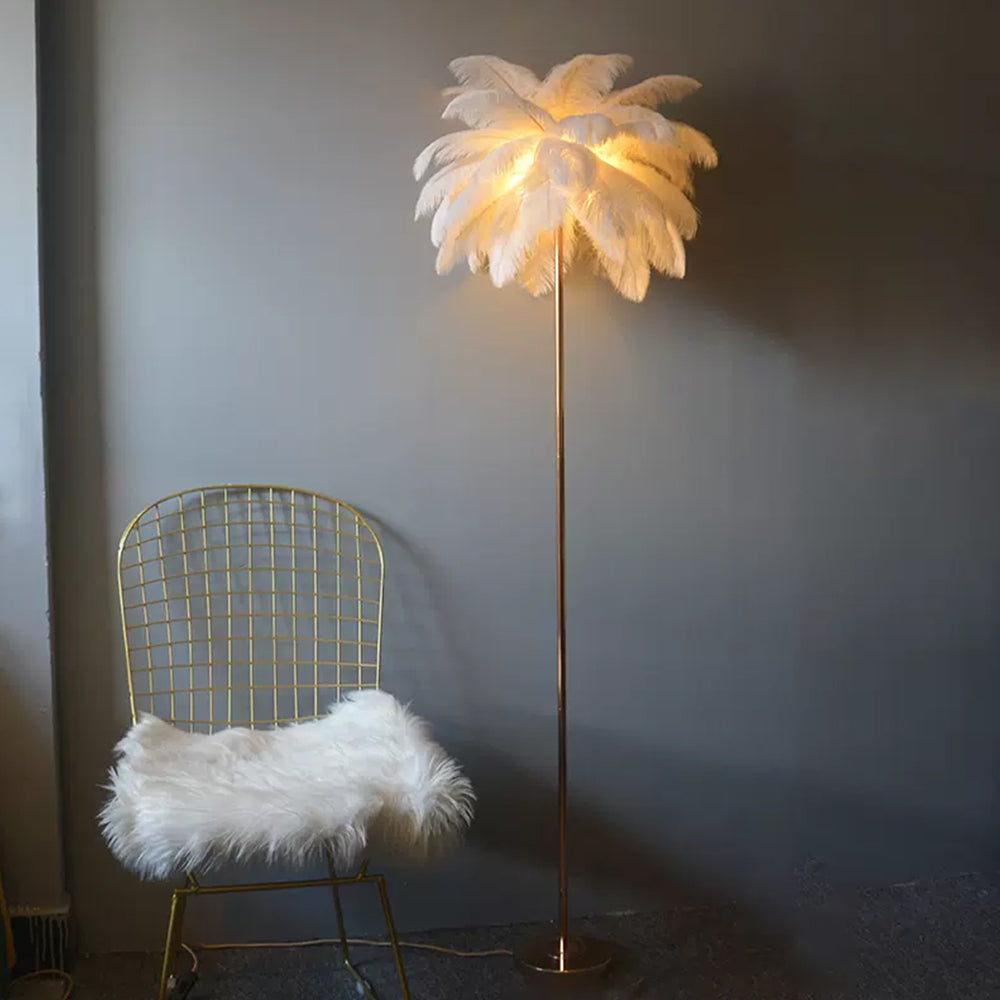 O'Moore Lampadaire Arbre Design Plume/Métal Blanc/Rose/Khaki Salon
