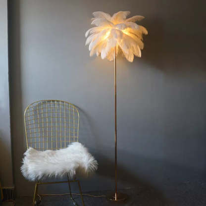 O'Moore Lampadaire Arbre Design Plume/Métal Blanc/Rose/Khaki Salon