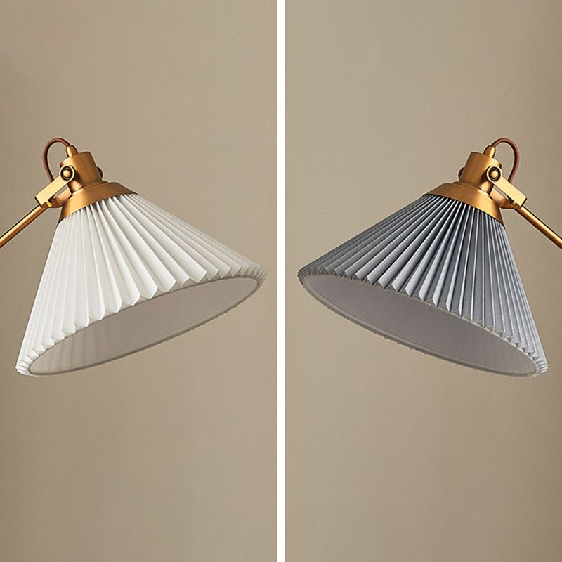Ozawa Lampadaire Plissé Vintage, Métal/Tissu, Blanc/Bleu, Salon